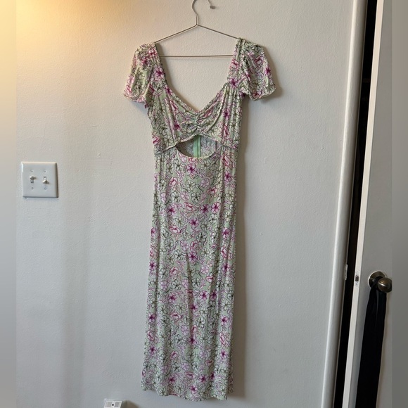 Zara Floral Maxi Dress - Pink and Green - Picture 1 of 4
